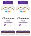 המאה ה -21 קינמון 2000 מ"ג Per Serve Plus Chromium Vegetarian קפסולות 120 הרוזן - Pack of 2