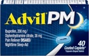 Advil PM (40 Count, Pack of 2) Pain Reliever / Nighttime Sleep Aid Coated Caplet, 200mg Ibuprofen ו 38 מ"ג Diphenhydramine Citrate