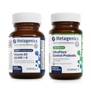 Metagenics ויטמין D3 10,000 + K (60 Softgels) ו- UltraFlora Control Probiotic (שרתים) - תמיכה בעצם ובבריאות הלב - מסייעות לטיפוח גוף בריא