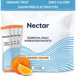 Nectar hydrotion Packets - Electrolytes אבקת Packets - No Sugar or Calories - אורגני פירות נוזלי 4 אלקטרוליט אבקה עבור Dehydration הקלה ו Rehydration מהיר (Orange 18 Pack)