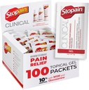 Stopain Pain Relief Clinical Gel Packets, 100 Pack, מיוצר בארה"ב, כאב ראש משמר מקסימלי עם 10% Menthol Plus Glucosamine עבור כאבי שרירים, כאבי מפרקים, ו Arthritis