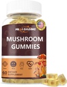 Mushroom Gummies: 10 Mushrooms פונקציונליים באחד - אריה מאן, Reishi, chagaCordyceps & More - Natural Focus & Energy Support- טבעוני, non-GMO 60