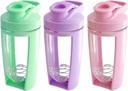 Moonlight Makers Set of 3 16oz חלבונים Shakerבק, Steel Whisk Ball - Leakהוכחה, Dishwasher Safe Gym Bottle, Shaker Cups for Protein Shakes, Preworkout Drinks Mixer Cup - Pink, ירוק, סגול