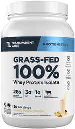 Transud Labs Grass-Fed Whey חלבון Isolate - באופן טבעי פלאמור, גלוטן אבקת חלבון חינם Whey עם 28g של חלבון לשרת ו 9 Amino Acids - 30 המשרתים, Vanilla Peanut Butterter