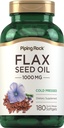 Piping Rock Flaxseed Oil 1000mg Softgel קפסולות | 180 Count | Cold Pressed Supplement