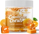 Colostrum Chews תוסף עם פרוביוטיקה לבריאות Gut, Bloating, Immune Support, Skin, Hair Growth and Beauty - Orange Flavor (60 משרתים)