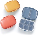 MeACOLIA 3 Pack 8 השוואתי Travel Pill Organer, Daily Pill Case Small Pill Box for Pocket Purse, Portable Pill Container Medicine Organer (אדום, צהוב, כחול כהה)