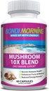 Mushroom Complex Immune Support Supplement - 10X Band with Cordyceps, Reishi, Lion's Mane, Chaga Mushrooms for Brain Health, Natural Energy Boost ו- Immune Defense, 60-Count