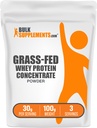 BulkSupplements.com Grass Fed Whey Protein Powder - Whey Protein Concentrate Powder - Unflavored & Gluten Free, 30g per Serving, 100g (3.5 oz) (Pack of 1)