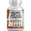 ניקוי Nutraceuticals Lions Mane 20in1 Mushroom תוספת עם טורקיה Tail Reishi Cordyceps Chaga Maitake Meshima Poria Cocos Shiitake Oyster Porcini Enoki - 1 פאק