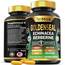תוסף שורש מוזהב - 10in1 פורמולה - בשילוב עם Echinacea, Berberine, Turmeric, קייאן פפר, ג'ינג'ר, Apple Pectin, Neem, & More - תמיכה בריאות העיכול - 120 קפסולות