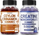 Ceylon Cinnamon (60 Count) - Berberine & Geneseng for Digestion כולל תמיכה ב-Creatine Monohydrate (90 Gummies) Delicious Blue פטל Chews Flavored תוסף - Non GMO & Made בארה"ב
