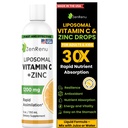 Zenrenu Liposomal ויטמין C ו- Zinc שתייה נוזלית למבוגרים ולילדים - Non GMO Sunflower Lecithin - Max Antioxidant & Immune Support, 5 oz / 150 מ"ל