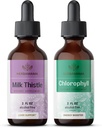HerBAMAMA Herbal Liquid טיפות Kit - Bundle של חלב פריט 2 oz ונוזל Chlorophyll 2 fl oz - ייצור נוזלי טבעוני - non GMO, סוכר ואלכוהול חינם - 2 Pack