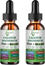 Calcium Magnesium Zinc נוזל טיפות, מגנזיום נוזלי Glycinate 500 מ"ג Calcium 1000 מ"ג עם ויטמין D3,K2,B6,B12,Coq10,6X חזק יותר מאשר מסטיקנים קפסולות (2 Pack)