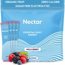Nectar אנרגיה Booster - אורגני Caffeine, B12 & אלקטרוליטים - סוכר חינם & Zero Calorie - קפה בריא, משקאות אנרגיה ו-Soda Alternative - הידרציה ואנרגיה (Berry 30 אבקת Packets)