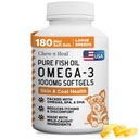 Wild Caught Omega 3 Fish Oil for Dogs - 180 Softgel Capsules for Healthy Skin and Coat - Large 1000 mg Dog Fish Oil Pills for Shedding, Dry Itching Skin, and Hot Spots - Pet Omega Salmon Supplement