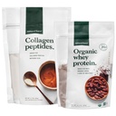 כוח טבעי נקי, Grass Fed Collagen Peptides + שוקולד אורגני Whey חלבון Bundle - אורגני, non GMO Whey חלבונים & Hydrolyzed Type I ו III Collagen - 15.2 Ounce Bag ו 11.7 Ounce Bag