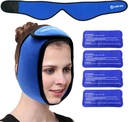 Face Ice Pack Wrap for TMJ, שיני חוכמה, World-BIO Jaw Wrap with 4 Reusable Hot Therapy Gel Packs for Head, Chin, Oral and Face Surgery, Pain Relief for Swelling, Injuries, Dental Implants