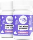 Wink Well Kids Chewable Melts- Kids Sleep Chews with Melatonin 1 מ"ג- Quick Deep Toddler Sleep Aid, Drug-Free-Fast, Non-Habit-Forming Dissolve Tablets- 30 מלטס (Pack of 2)