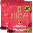 Caffeine Bullet Mint Energy Chews *80 - Faster Boost Than Gels, Tablet וחניכיים. 100 מ"ג עבור ריצה, Cycling, Gaming & Pre Workout Endurance Kick.