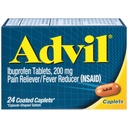 Advil Coated Caplets Pain Reliever ו Fever מפחית איבופרופן 200 מ"ג, 24 הרוזן