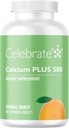 חוגגים ויטמינים Calcium Plus 500 Bariatric Calcium Citrate עם ויטמין D3 Chewable, 500 מ"ג, Gluten-Free & Sugar-Free, Calcium Citrate for Bariatric, Orange Burst, 90 ספירה