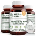 טבעי Nutra Chelated Calcium Magnesium 1000 /500 מ"ג תוספת פלוס Betaine HCL - Chelated Cal Mag משפר העצמות, תומך שריר, שיניים, Cardiovascular & Nerve בריאות, 250 טבליות טבעוניות