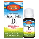 קרלסון - Super Daily D3, ויטמין D Drops, 2,000 IU ל Drop, 1 שנים אספקה, ויטמין D3 נוזל, Heart & Immune Health, Vegetarian, Yellow D טיפות, Unflavored, 365 טיפות