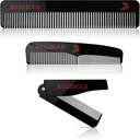 בוסמן Acetate Beard, Mustache, & Hair Comb Set of 3 - Combs for Men with Minimalistic מגנטי Box (7.5-Inch, 5-Inch, 3.5-Inch) - תכונות שיניים עגולות, שיניים כפולות-Sided ו- Foldable Designable Designable Designable Design