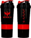 חלבון ה-BIRD-Iהתעמלות Shaker, 3in-1, 500 מ"ל/16.9oz, BPA-Free, Metal Mixer.