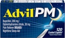 עו"ד PM (120 Count) כאב Reliever / Night Sleep Aid Coated Caplet, 200 מ"ג Ibuprofen, 38mg Diphenhydramine (Pack of 2)
