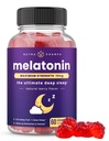 NutraChamps Melatonin Gummies למבוגרים, תוספת כוח שינה ויטמין, 5 מ"ג או 10 מ"ג Dose, Natural Strawberry Flavor תוספת עבור שינה טובה, מחזורי שינה בריאים, 60 מסטיקנים