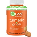 Qunol Turmeric וג'ינג'ר חניכיים - תוספת תמיכה משותפת עם Ultra High Absorption, 90 Count Vegan ו Gluten Free Gummies