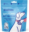 Protexin Daily Care Gut+ Skin & Coat | 60 כלבי צ'יפס, סלמון וטעם כלבים מתוקים | Probiotics for Dogs, Dog Postbiotics