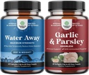 Bundle of Water Away Fluid Retention with Dandelion Leaf Extracting & Green Tea for Bloating Relief and Concentrated Odorless Garlic Softgels - פארסלי לחלץ & Age Garlics for Gut Support