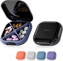 Small Pill Case, Pill Box, Travel Pill Container, Portable, Pocket Case for Purse, Mini Pill מארגנת for Medicine, 5 Colors (Black)
