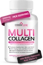Multi Collagen לנשים עם Hyaluronic Acid, ויטמין C ו- Biotin, תוסף חלבון קולג'ן עם סוגים I, II, III, V, X Peptides עבור שיער בריא, עור, ציפורניים ופרקים, 120 קפסולות