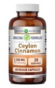 פורמולה מדהימה Ceylon Cinnamon 1200 Mg תוסף; קפסולות צמחוניות | Non-GMO | Gluten-Free | Made in USA (1 Pack | 60 Count)