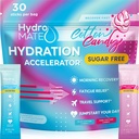 hydroMATE Electrolytes אבקת No Sugar כותנה Candy - 30 Count Instant hydrotion Packets עם ויטמין C כדי לשפר את האנרגיה - סוכר חינם אלקטרוליטים כדי לתמוך ב-Kto Diet & Party Recovery