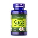 הגאווה של Puritan Preimum Odorless Garlic 5 מ"ג (500 מ"ג שווה ערך) & Parsley, תוספת תזונתית מסורתית לבריאות הלב, Circulation ו- Blood Flow תמיכה, 250 Rapid Release Softgels