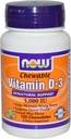 Now Foods ויטמין D-3, 5000 IU, Mint Taste120 Chewables