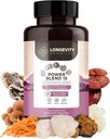 Power 15 Mushroom בלנדרות תוספת (90) | High Power Extract Complex | With Lions Mane, Turkey Tail, Cordyceps, Reishi, Chaga & Tremella | 20% Beta-D Glucans | Immunity & Vitality Support