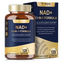 Totaria NAD Supplement for Women Men with nicotinamide riboside resveratrol,Quercetin, Betaine Boost NAD+ Levels NAD Plus Supplement for Anti Aging, Energy, Immune, Focus 120 Capsules