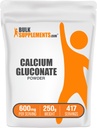 BulkSupplements.com Calcium Gluconate אבקת - תוסף Calcium, Easily Absorbed - Unflavored & Gluten חינם, 600 מ"ג לשרת, 250g (8.8 oz) (Pack of 1)