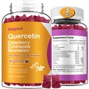 2 Packs Quercetin with Bromelain Gummies, Elderberry, Echinacea, ויטמין C D Zinc - Immune System Support 120 Counts Pure Quercetin תוספתs עבור ילדים ומבוגרים