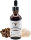 הבוטנים של הבורא, Super 5, Mushroom, Band 2 floz with Reishi, טורקיה Tail, Lions Mane, Chaga ו Maitake Mushrooms for Immune Support. כפול מפוספס, Macerated.