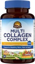 Vitalitown Multi Collagen Complex, Type I, II, III עם ביוטין, ויטמין C, Hyaluronic Acid, Turmeric, Black Pepper for Skin, Hair, Nails, 90 קפסולות, Non-GMO