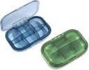 2 Pack 6 השוואת גלולות מארגנת, Moisture Proof Case for Travel, Daily Portable Medicine Container, Fish Oil and Supplement Storage (Blue & Green)