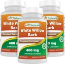 Best Naturals White Willow Bark 400 מ"ג 180 קפסולות (Pack of 3)